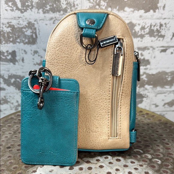 Blue and Yellow Geometric Pattern Backpack - Picture 2 of 3